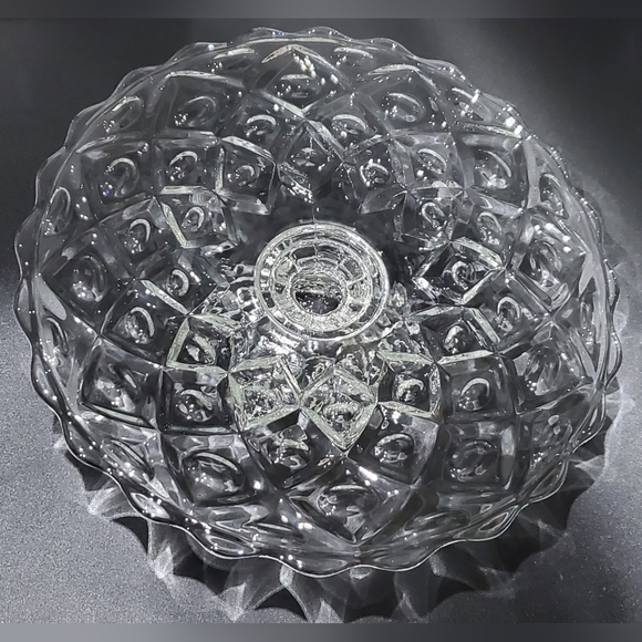 Viking 12" Low Cake Stand "Diamond Thumbprint Clear" Vintage EUC - Picture 4 of 14